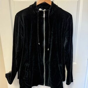 Coldwater Creek Jacket Women’s Black Velvet Full Zip Jacket SIZE 2X